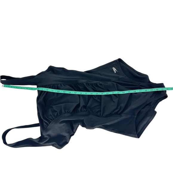 Speedo Solid Shirred Tank One Piece Black size 16 - Picture 9 of 12